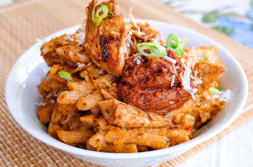 Harissa-hummus ch*cken pasta