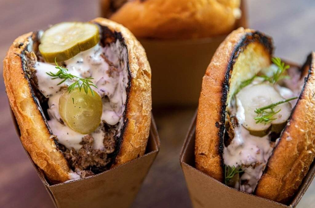 Shiitake Roll with Spiced Mayo and Dill Pickle