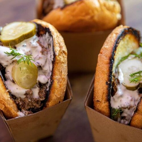Shiitake Roll with Spiced Mayo and Dill Pickle