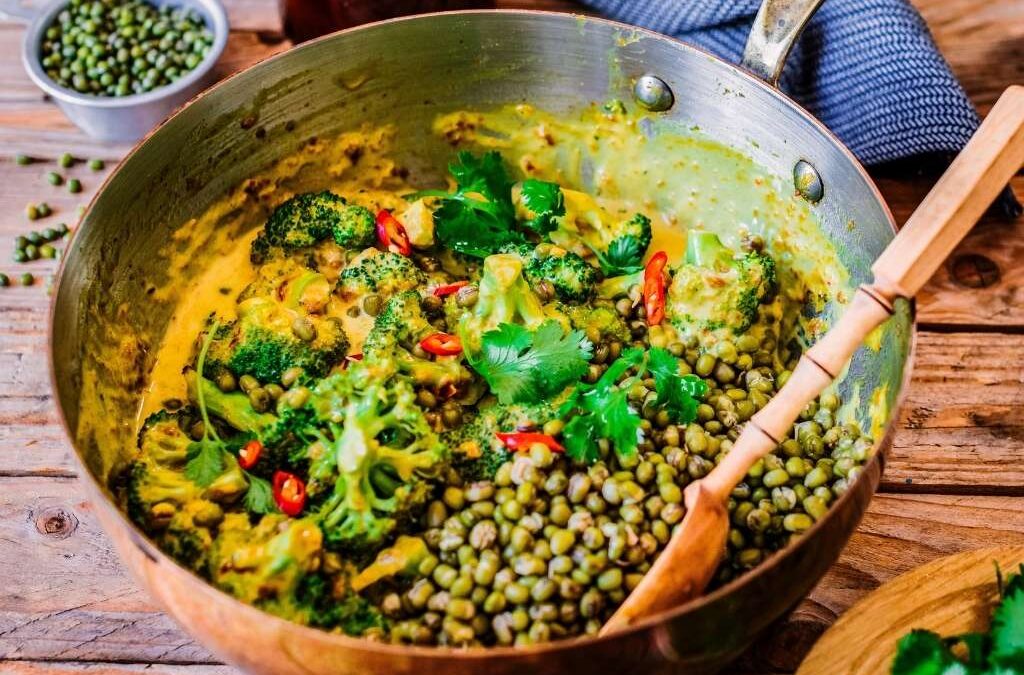 Spicy Broccoli and Mung Bean Curry