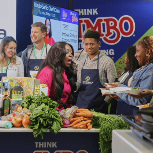Black Garlic Chef Clara hosting an interactive live cooking demonstration at the IMBO Theatre of Taste stage during The Good Life Show.